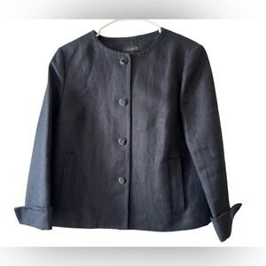 Talbots Black 100% Linen Blazer Jacket Size 10 Workwear
